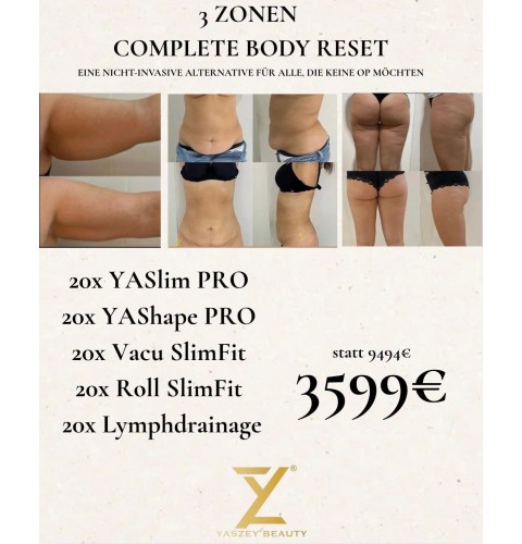Bodyforming-pakket 9 – Complete Body Reset (20x YASlim Pro, YAShape Pro, Vacu SlimFit, Roll SlimFit, lymfedrainage)