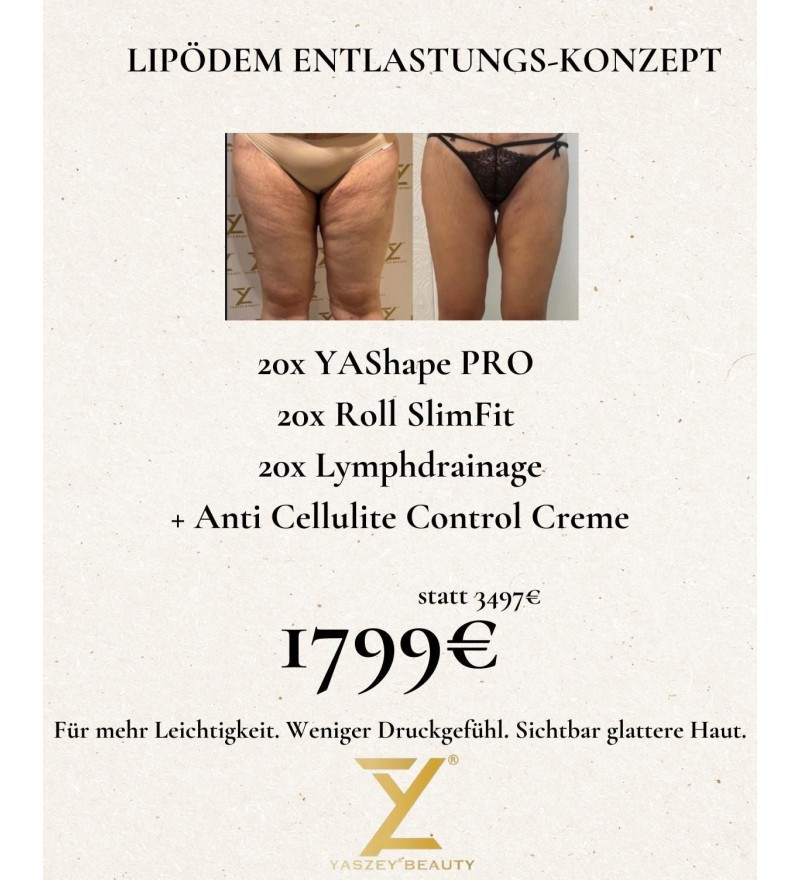 Bodyforming-pakket 6 – Lipoedeem-ontlastingsconcept (20x YAShape Pro, Roll SlimFit, lymfedrainage + crème)