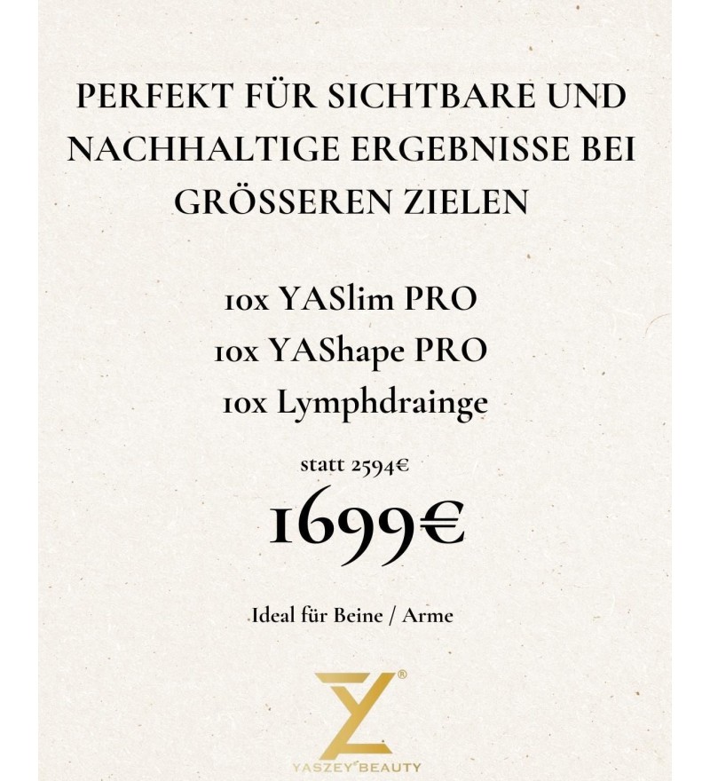 Bodyforming-pakket 5 – Duurzame resultaten (10x YASlim Pro, YAShape Pro, lymfedrainage)