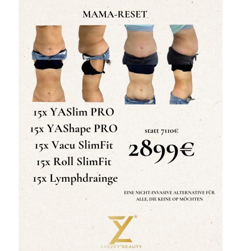 Bodyforming-pakket 8 – Mama Reset (15x YASlim Pro, YAShape Pro, Vacu SlimFit, Roll SlimFit, lymfedrainage)